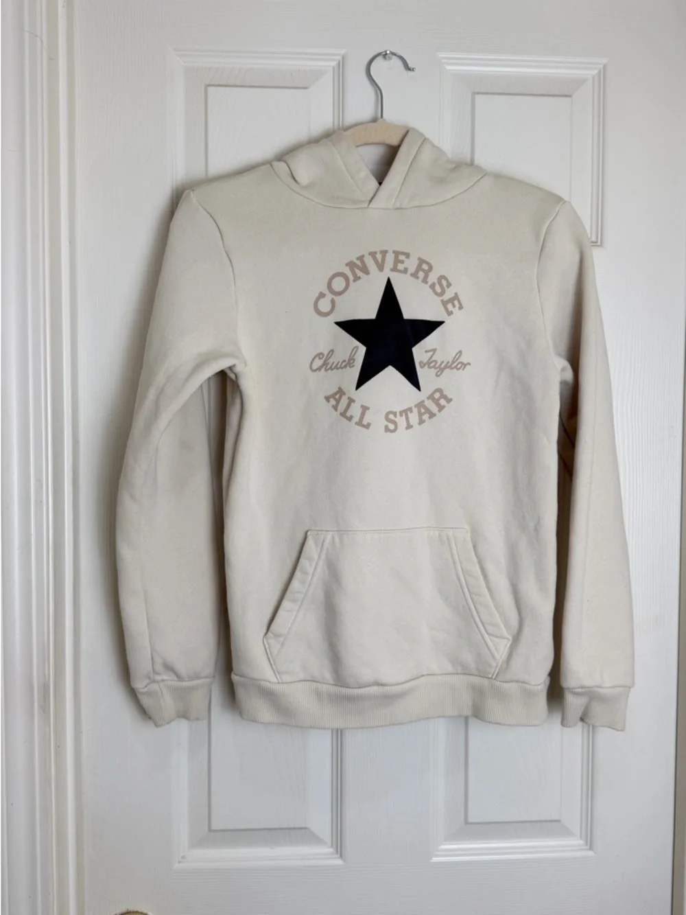 Converse Cream pullover Hoodie with Black Star Logo